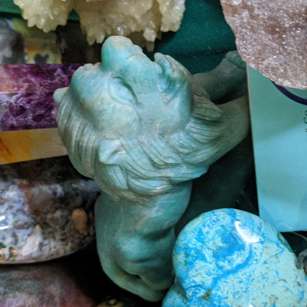 Amazonite lion AAA crystal carving
